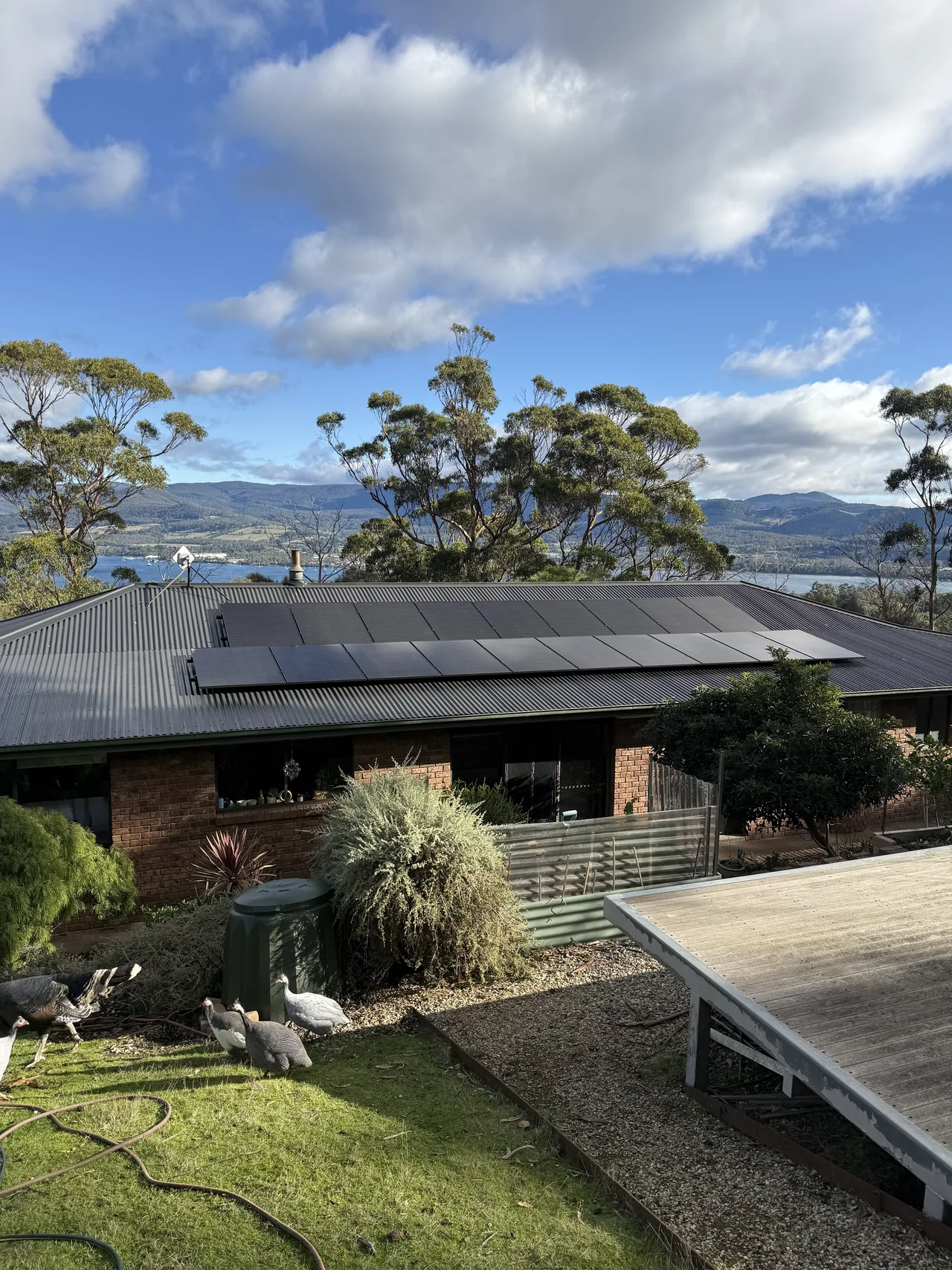 The array running the length of the roof above the garden